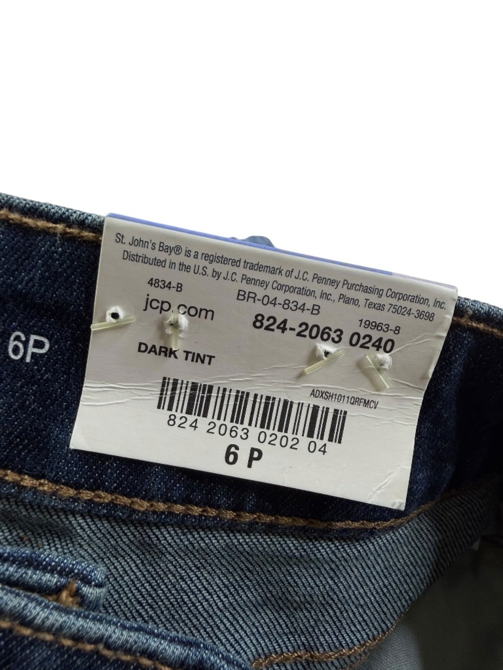 St. John's Bay Straight Leg Jeans 6 Petite Mid Rise Stretch Dark Wash NWT - Picture 5 of 11